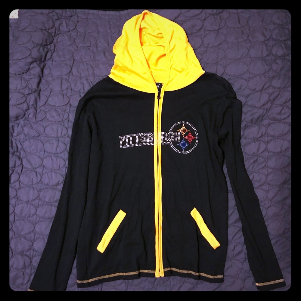 Pittsburgh Steelers Large Zip-up Bling Hoodie